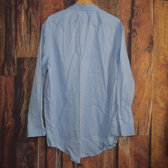 LANDS' END Men's 18.5 - 37T Traditional Fit No Iron Supima Pinpoint Dress Shirt - Picture 4 of 7